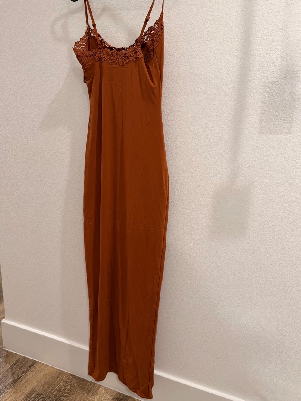 SKIMS bronze Lace-Trim Slip Maxi Dress - Picture 4 of 5